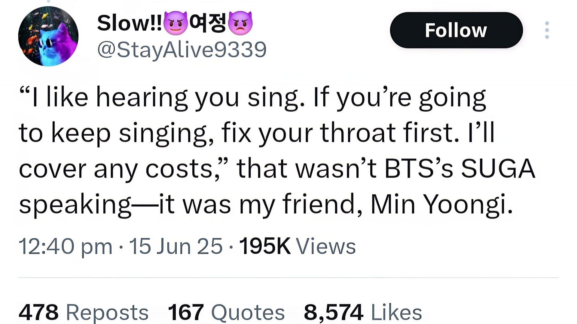 El Capitxn quotes the BTS rapper (As translated by an X user/@StayAlive9339)